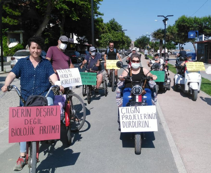 Şarköy'de çevre sorunlarına dikkat çekmek için bisikletli eylem